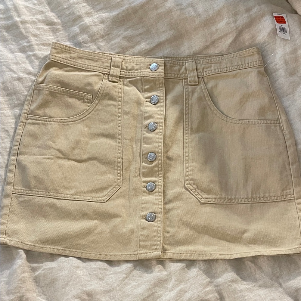 Old Navy Beige Button-Down Mini Skirt